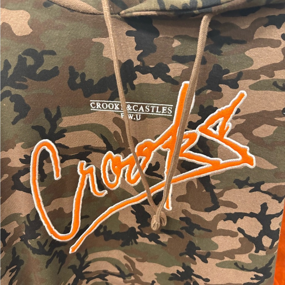 Crooks & Castles Camo Hoodie with Orange Logo